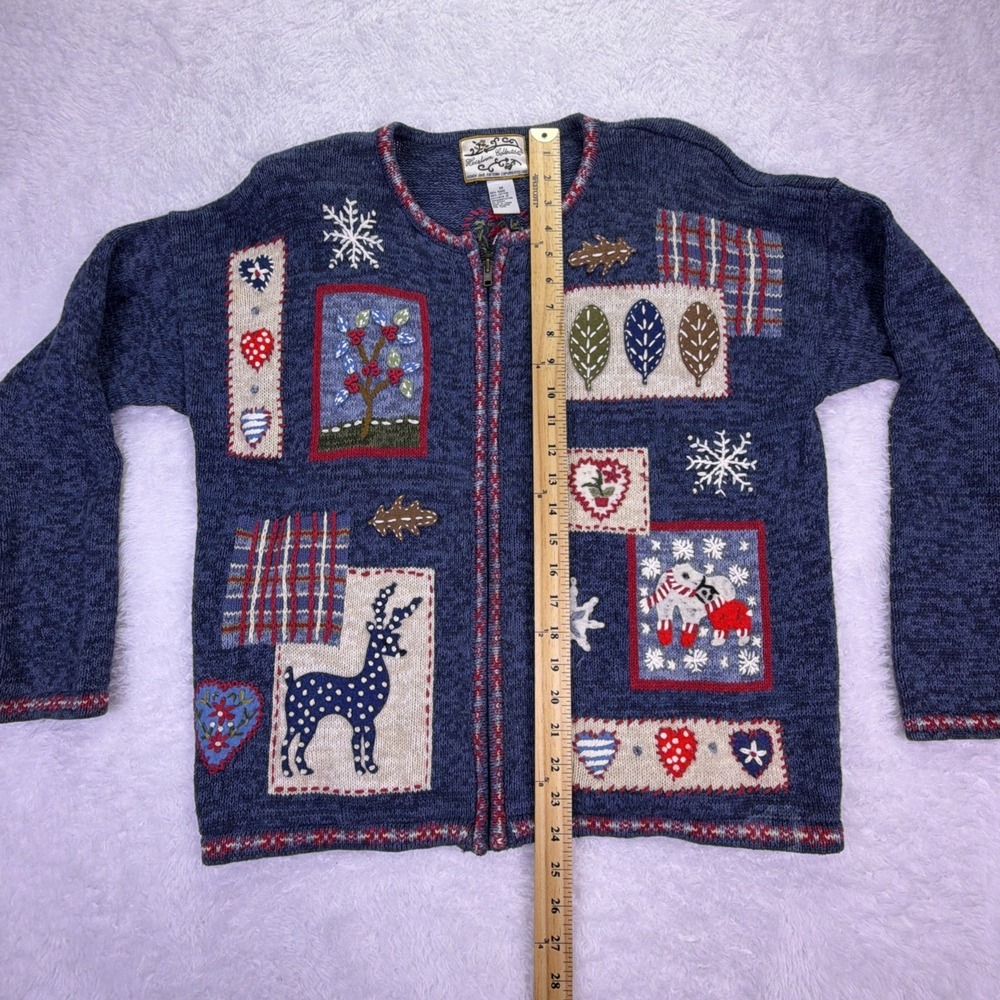 Vintage Heirloom Collectibles Cardigan Sweater Womens Medium Christmas Full Zip‎ - Picture 5 of 6